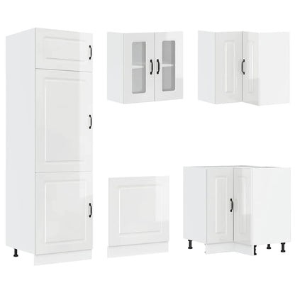 14 Piece Kitchen Cabinet Set Kalmar Gloss White Engineered Wood