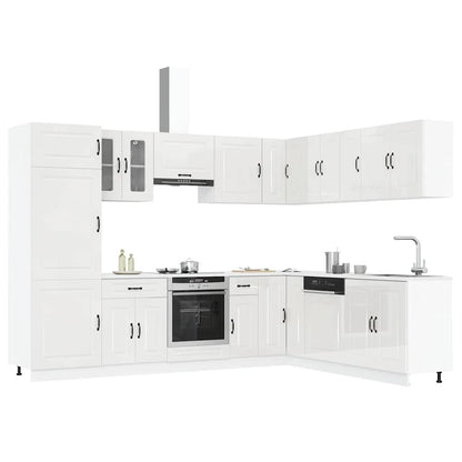 14 Piece Kitchen Cabinet Set Kalmar Gloss White Engineered Wood