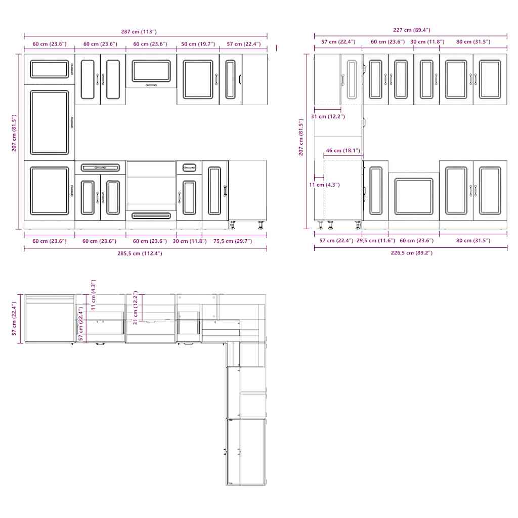 14 Piece Kitchen Cabinet Set Kalmar Sonoma Oak Engineered Wood