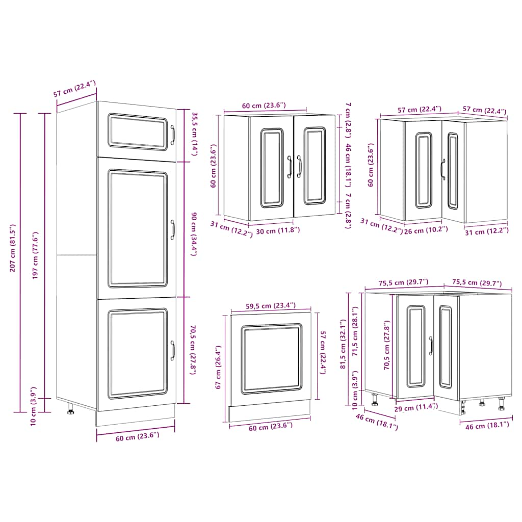 14 Piece Kitchen Cabinet Set Kalmar Sonoma Oak Engineered Wood