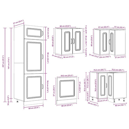 14 Piece Kitchen Cabinet Set Kalmar Sonoma Oak Engineered Wood