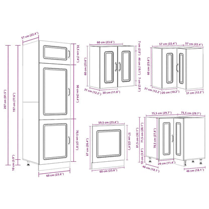 14 Piece Kitchen Cabinet Set Kalmar Smoked Oak Engineered Wood