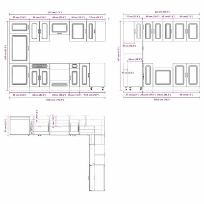 14 Piece Kitchen Cabinet Set Kalmar Grey Sonoma Engineered Wood