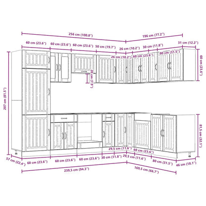 14 Piece Kitchen Cabinet Set Lucca Brown Oak Engineered Wood