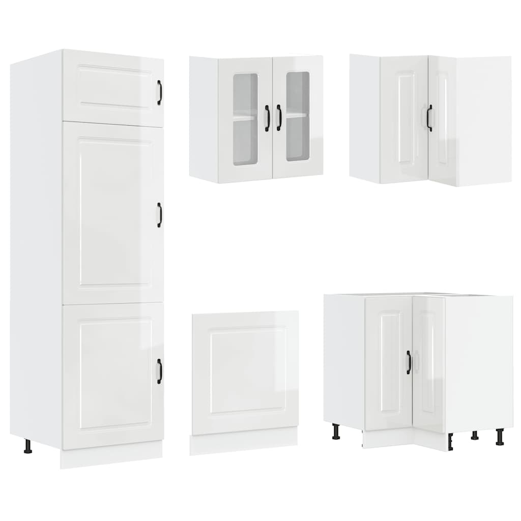 14 Piece Kitchen Cabinet Set Porto Gloss White Engineered Wood