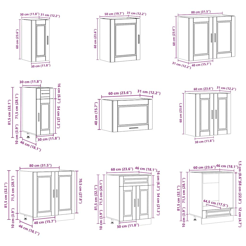 14 Piece Kitchen Cabinet Set Porto Gloss White Engineered Wood