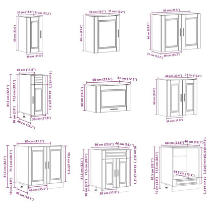 14 Piece Kitchen Cabinet Set Porto Gloss White Engineered Wood