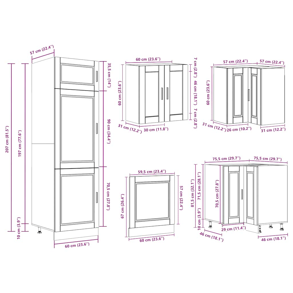 14 Piece Kitchen Cabinet Set Porto Sonoma Oak Engineered Wood