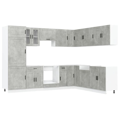 14 Piece Kitchen Cabinet Set Porto Concrete Grey Engineered Wood