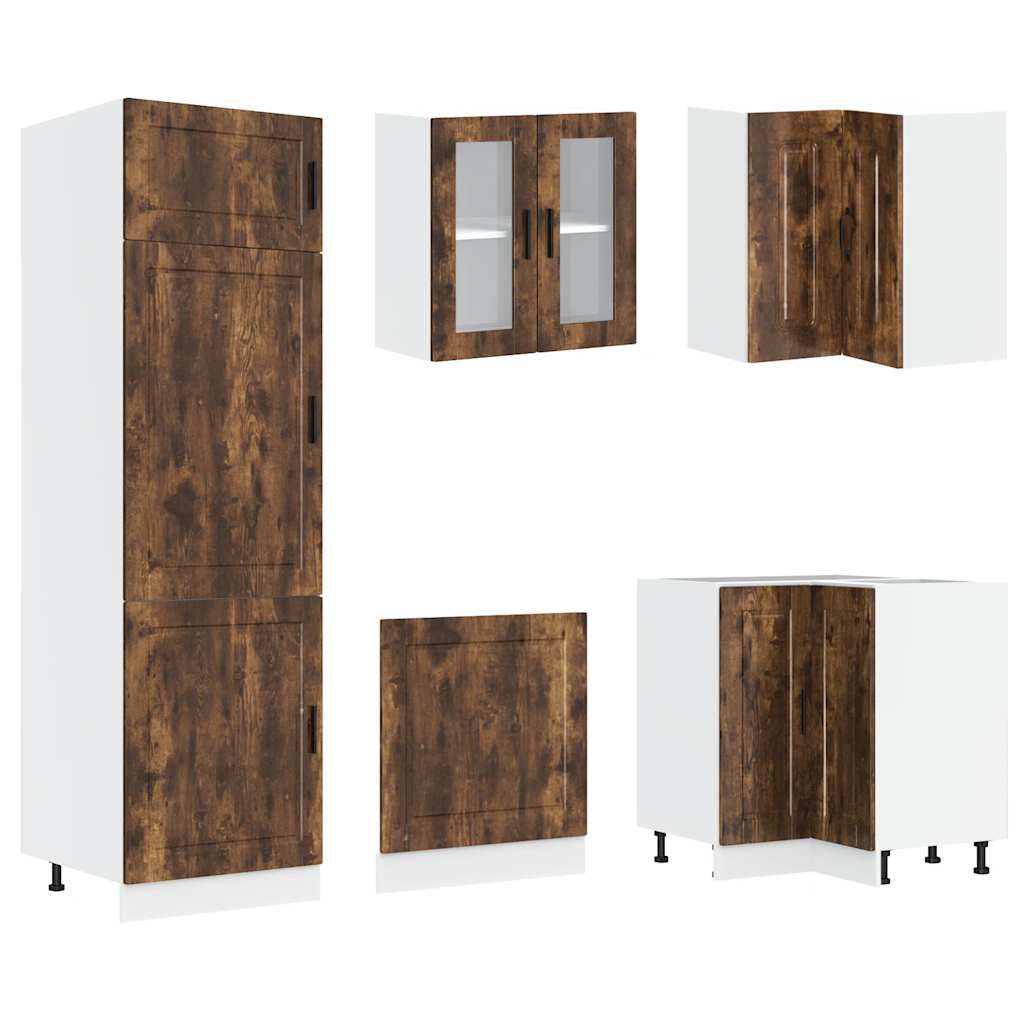 14 Piece Kitchen Cabinet Set Porto Smoked Oak Engineered Wood