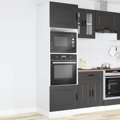 Oven Cabinets 2 pcs Lucca Black Engineered Wood