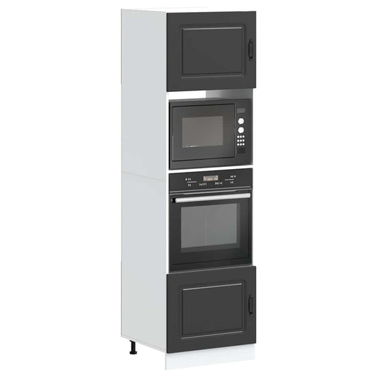 Oven Cabinets 2 pcs Lucca Black Engineered Wood