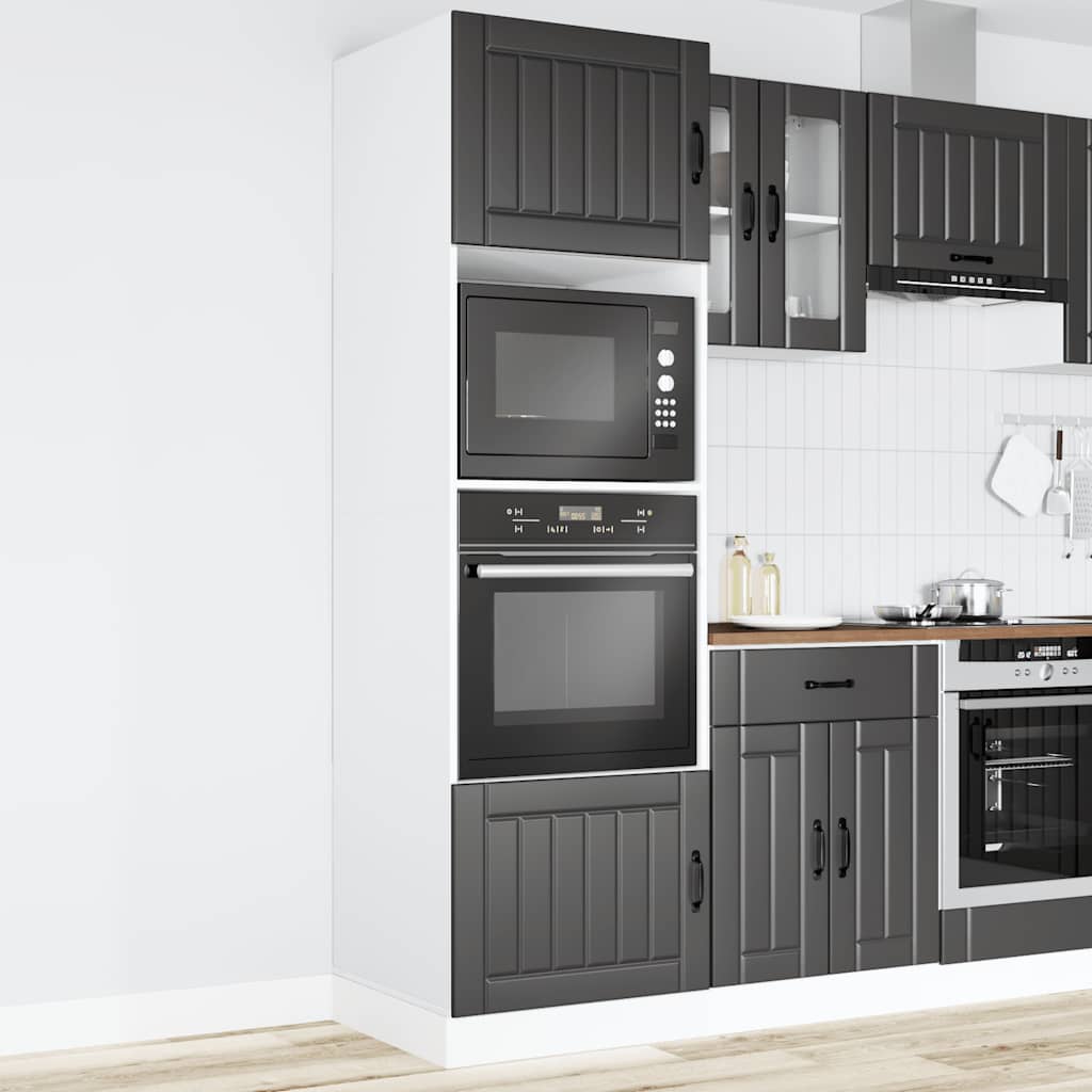 Oven Cabinets 2 pcs Kalmar Black Engineered Wood