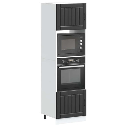 Oven Cabinets 2 pcs Kalmar Black Engineered Wood