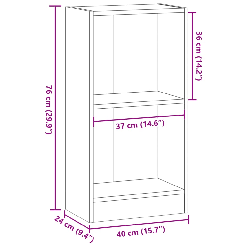 Bookcase Smoked Oak 40x24x76 cm Engineered Wood