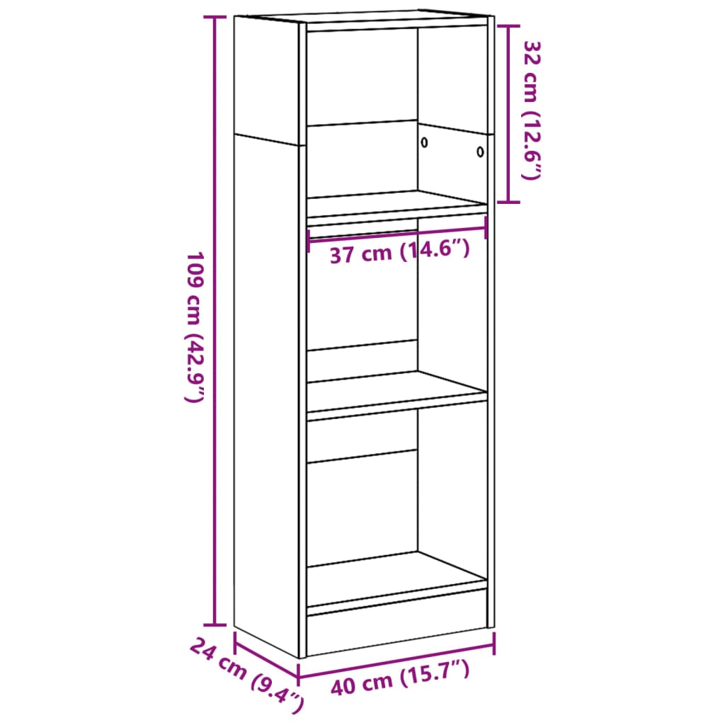 Bookcase White 40x24x109 cm Engineered Wood