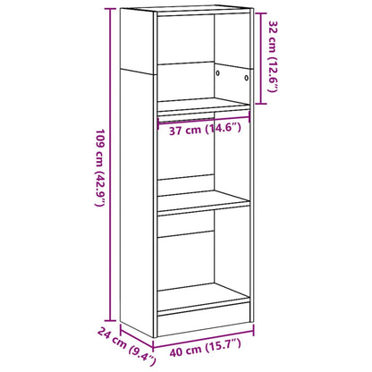 Bookcase White 40x24x109 cm Engineered Wood