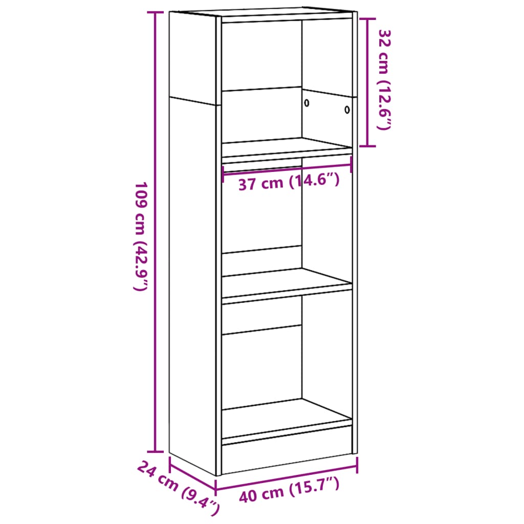 Bookcase Concrete Grey 40x24x109 cm Engineered Wood