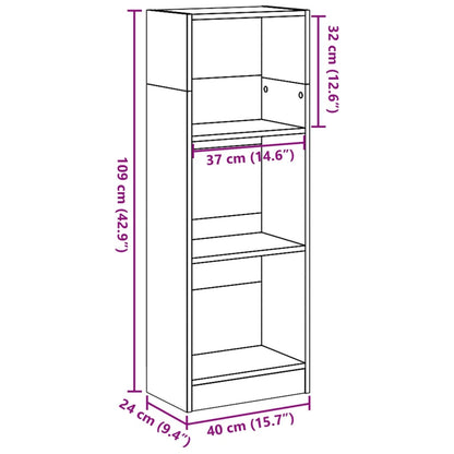 Bookcase Smoked Oak 40x24x109 cm Engineered Wood