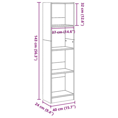 Bookcase White 40x24x143 cm Engineered Wood