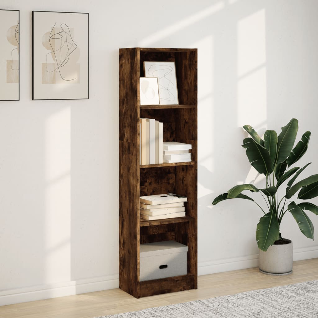 Bookcase Smoked Oak 40x24x143 cm Engineered Wood