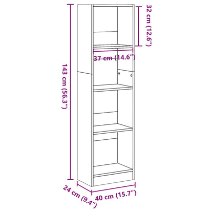 Bookcase Brown Oak 40x24x143 cm Engineered Wood