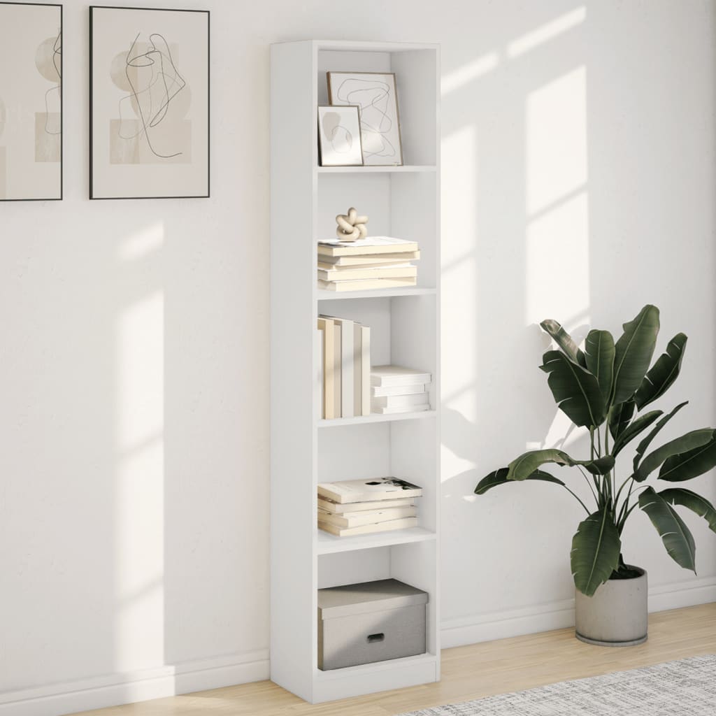 Bookcase White 40x24x176 cm Engineered Wood