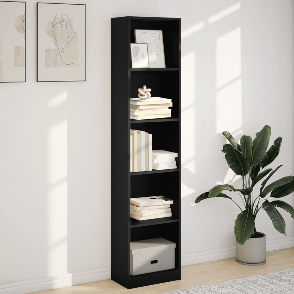 Bookcase Black 40x24x176 cm Engineered Wood