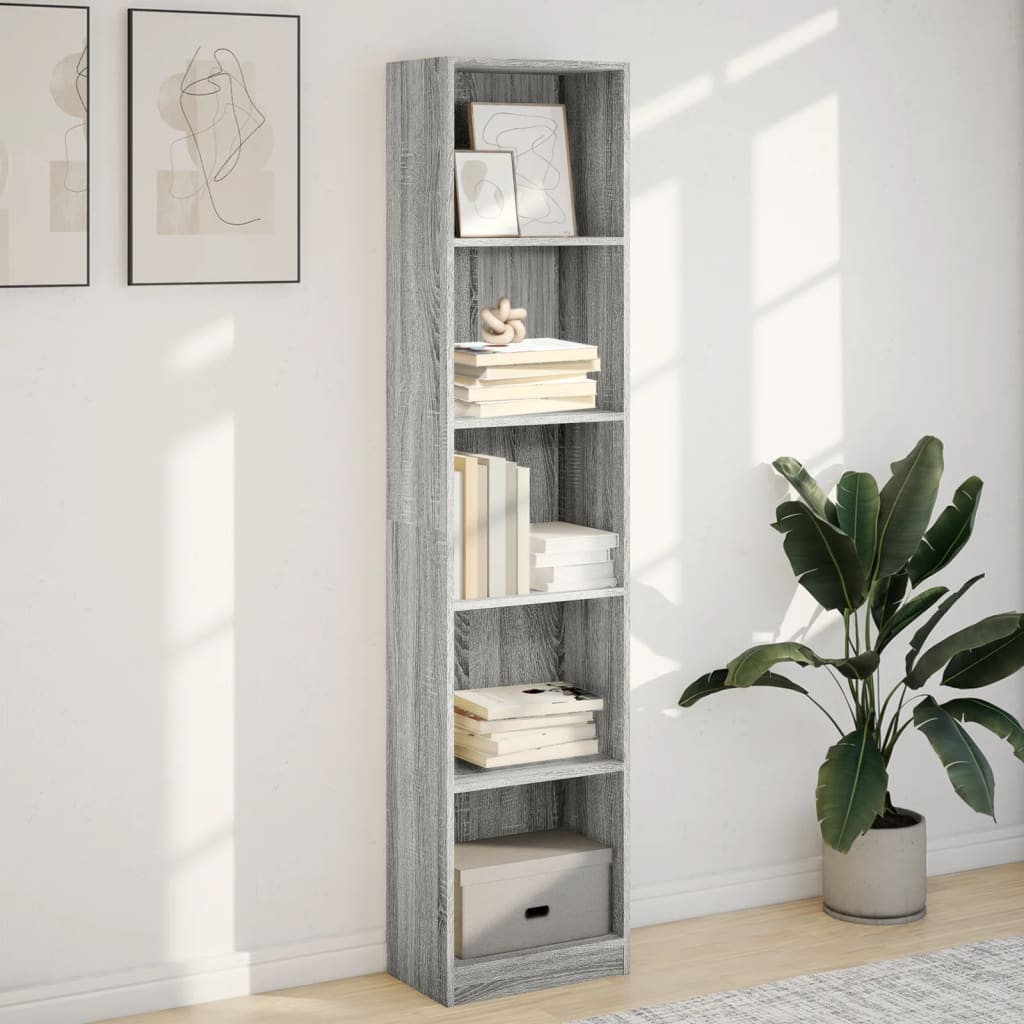 Bookcase Grey Sonoma 40x24x176 cm Engineered Wood