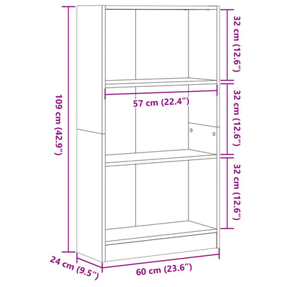 Bookcase Black 60x24x109 cm Engineered Wood