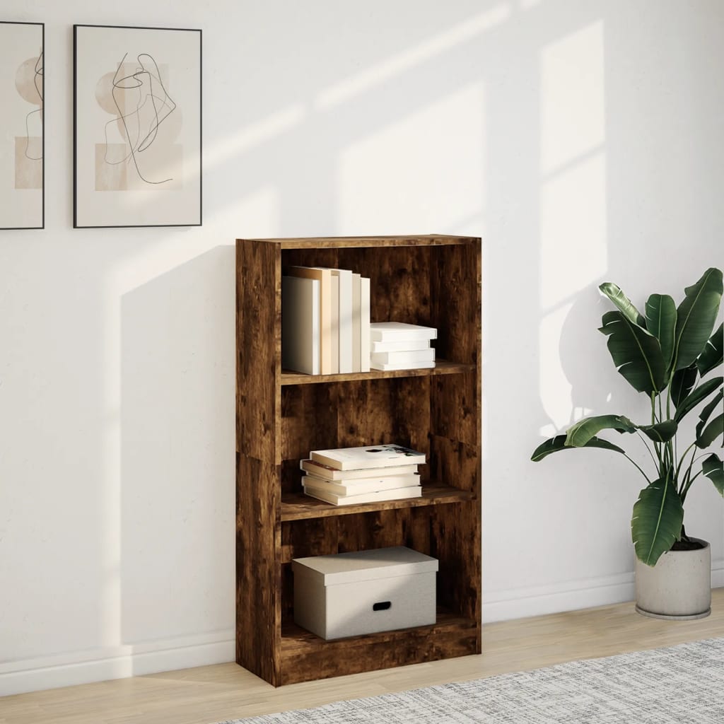 Bookcase Smoked Oak 60x24x109 cm Engineered Wood