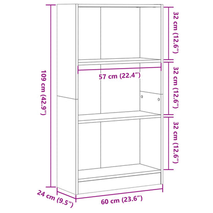 Bookcase Brown Oak 60x24x109 cm Engineered Wood