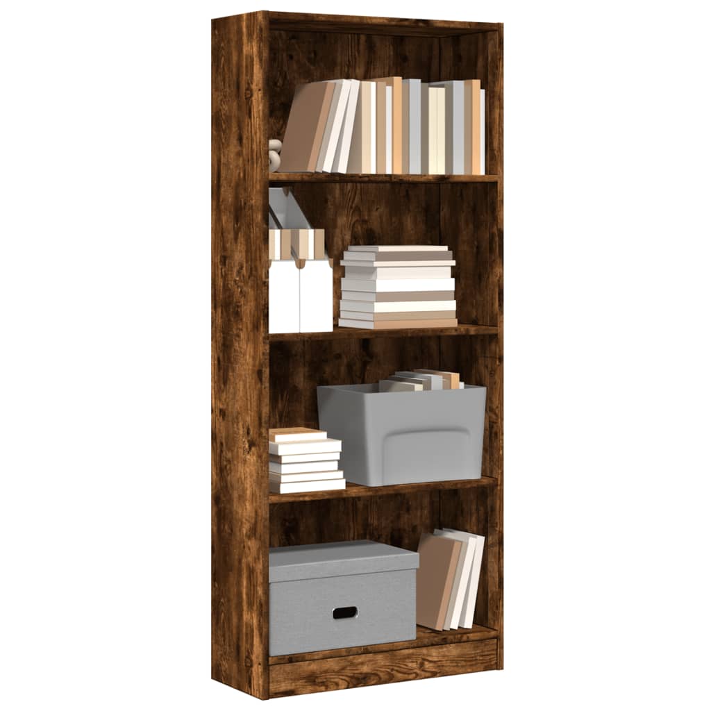 Bookcase Smoked Oak 60x24x143 cm Engineered Wood