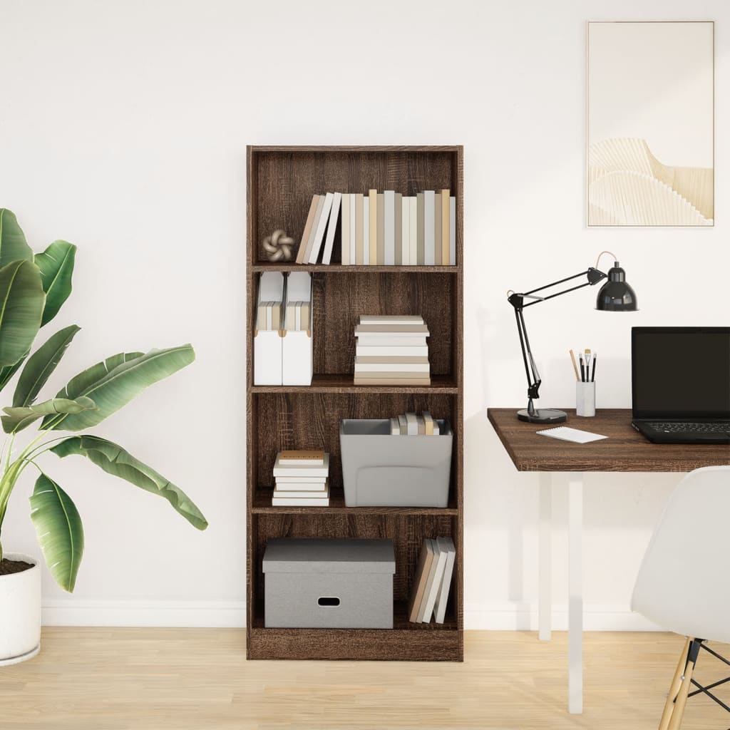 Bookcase Brown Oak 60x24x143 cm Engineered Wood