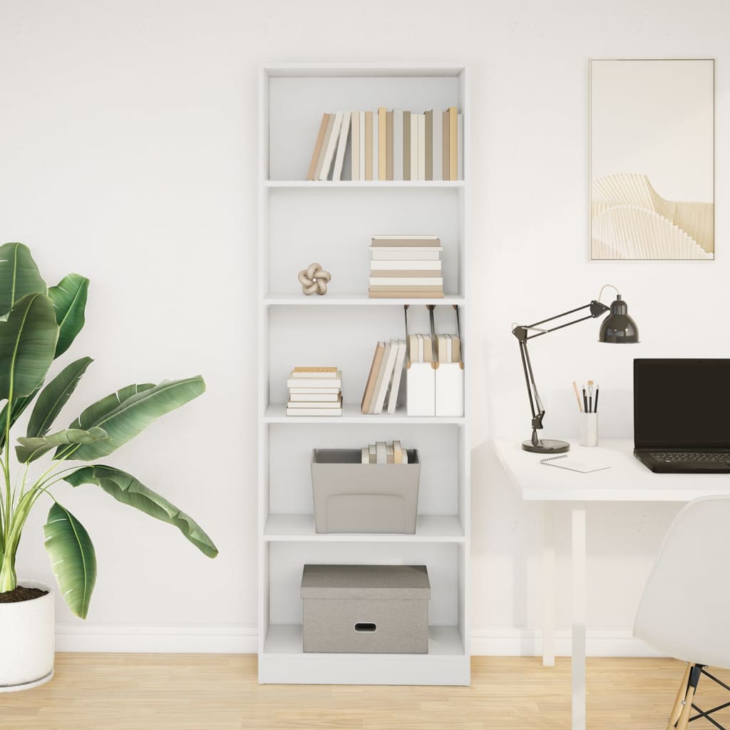 Bookcase White 60x24x176 cm Engineered Wood