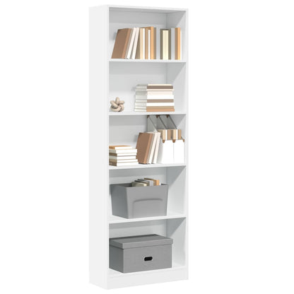 Bookcase White 60x24x176 cm Engineered Wood