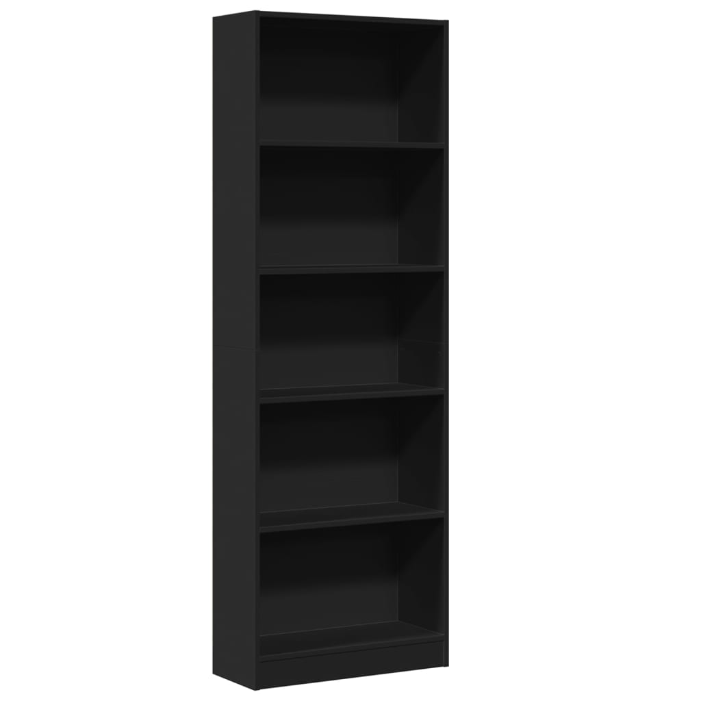 Bookcase Black 60x24x176 cm Engineered Wood