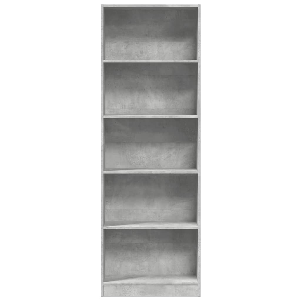 Bookcase Concrete Grey 60x24x176 cm Engineered Wood