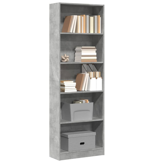 Bookcase Concrete Grey 60x24x176 cm Engineered Wood