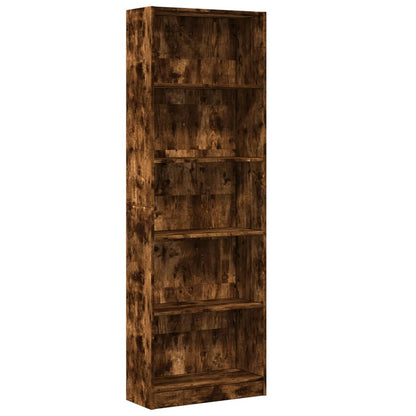 Bookcase Smoked Oak 60x24x176 cm Engineered Wood