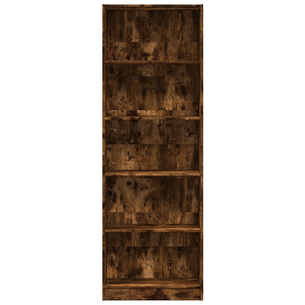 Bookcase Smoked Oak 60x24x176 cm Engineered Wood