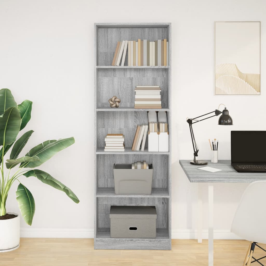 Bookcase Grey Sonoma 60x24x176 cm Engineered Wood