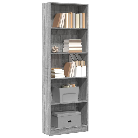 Bookcase Grey Sonoma 60x24x176 cm Engineered Wood