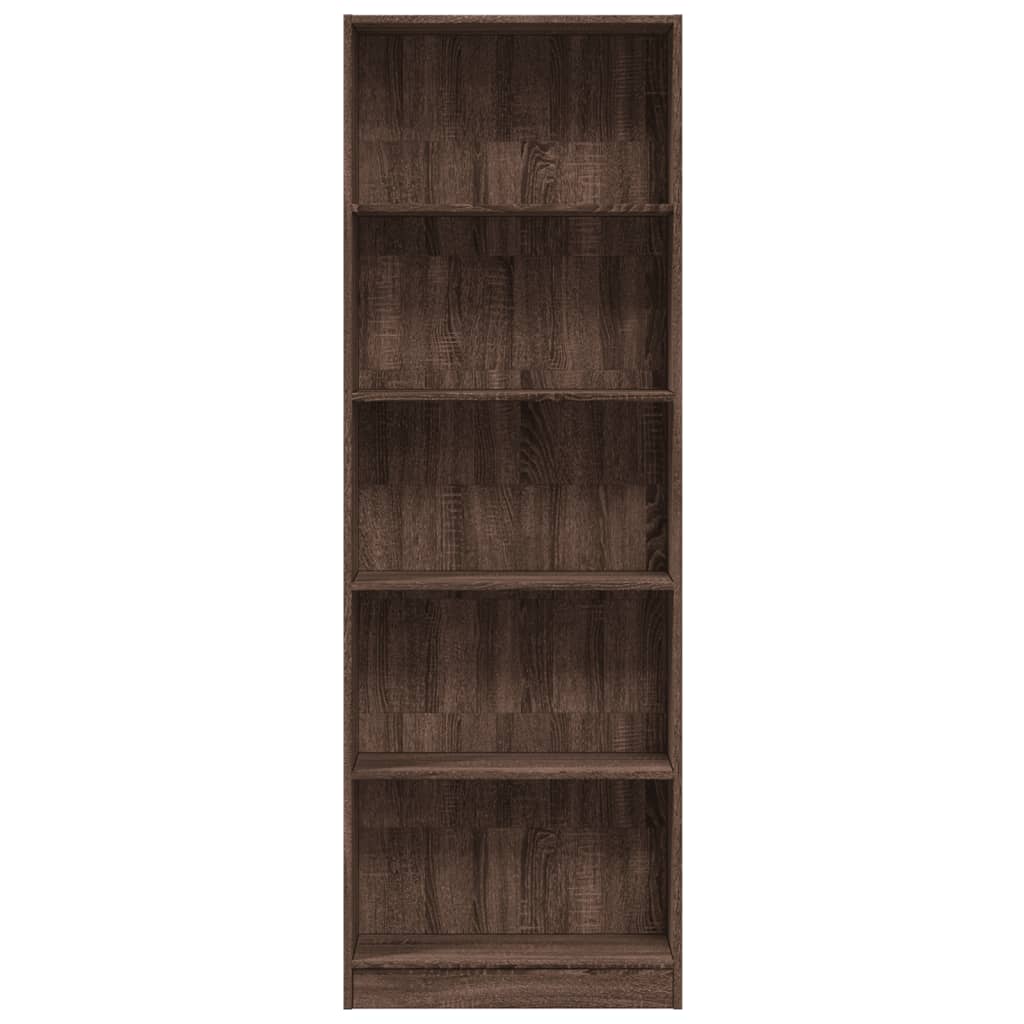 Bookcase Brown Oak 60x24x176 cm Engineered Wood