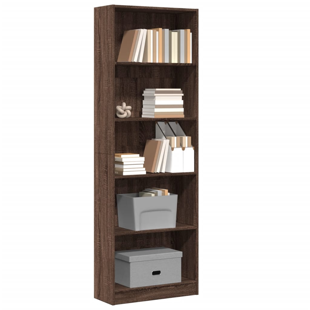 Bookcase Brown Oak 60x24x176 cm Engineered Wood