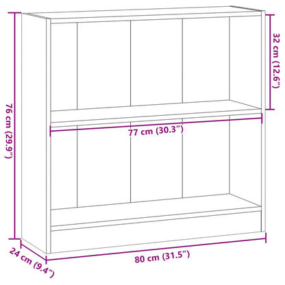 Bookcase Smoked Oak 80x24x76 cm Engineered Wood