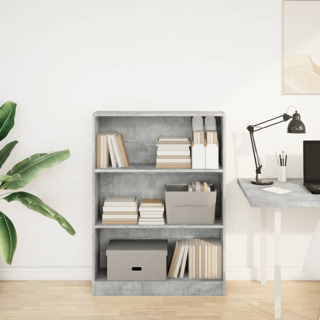 Bookcase Concrete Grey 80x24x109 cm Engineered Wood