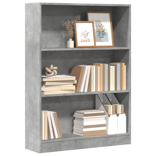 Bookcase Concrete Grey 80x24x109 cm Engineered Wood