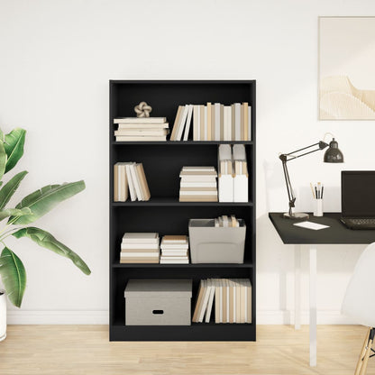 Bookcase Black 80x24x143 cm Engineered Wood