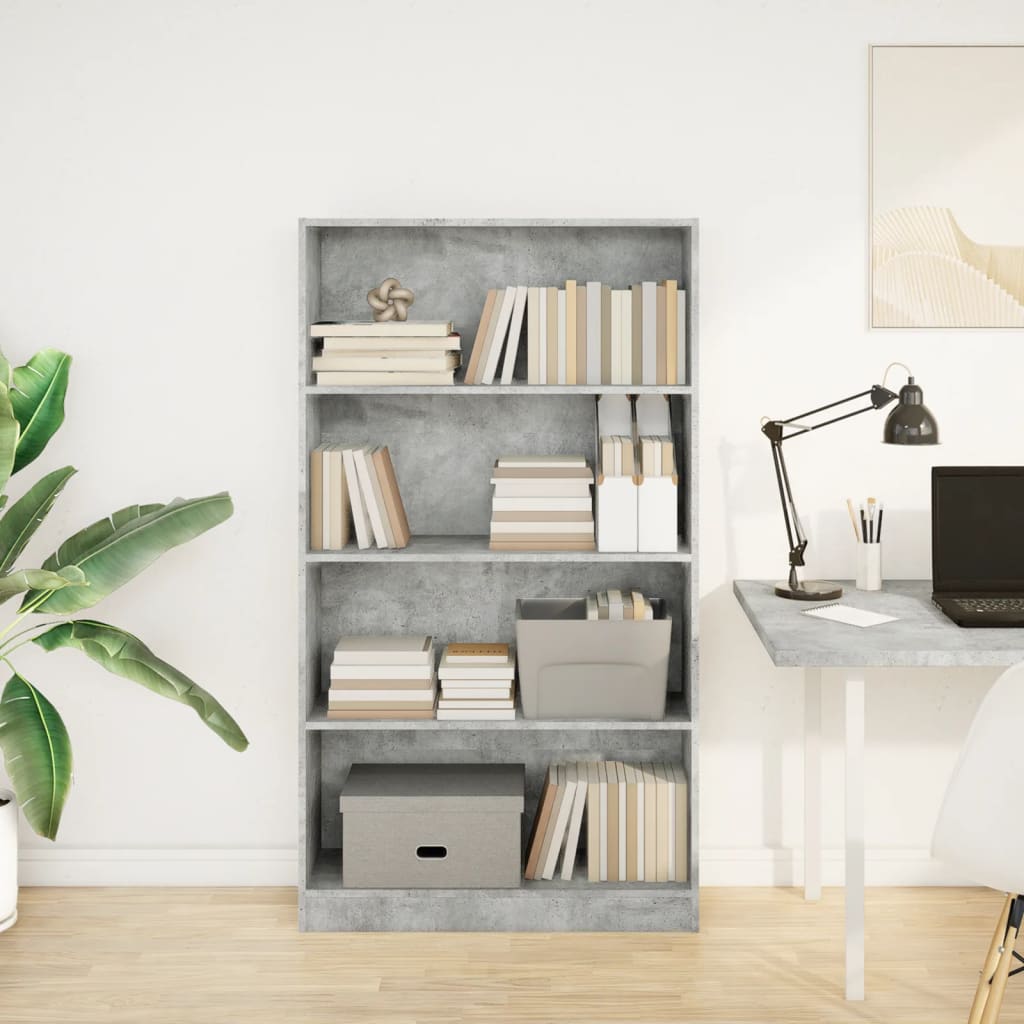 Bookcase Concrete Grey 80x24x143 cm Engineered Wood